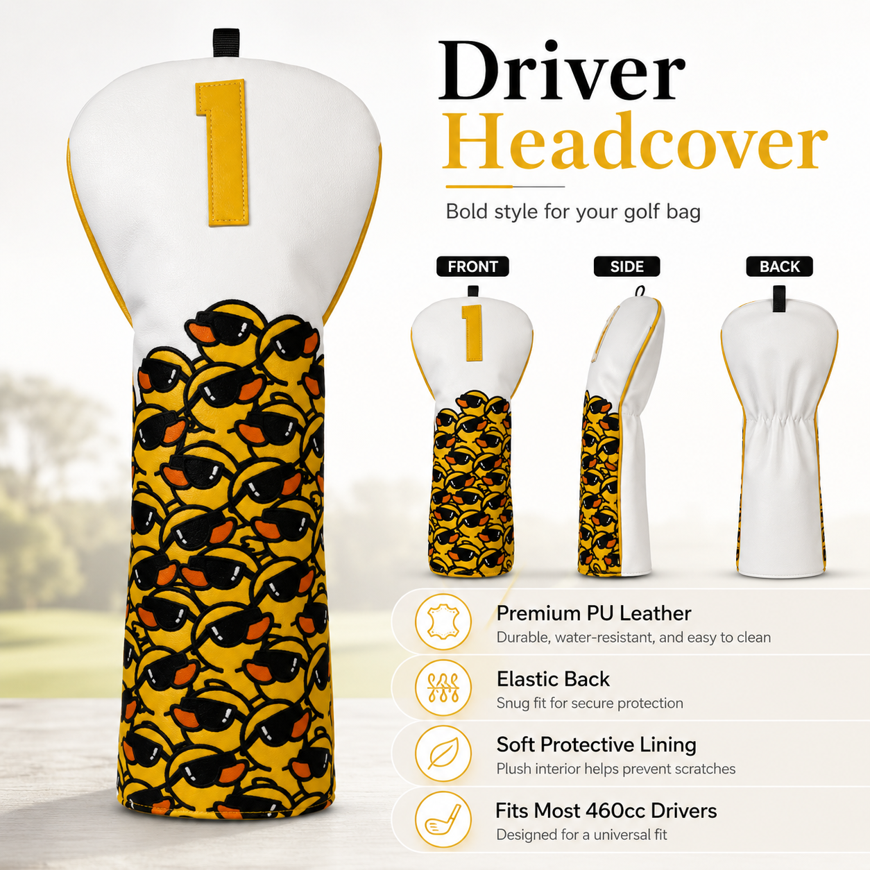 Yellow Duck Driver Golf Headcover - Image 3