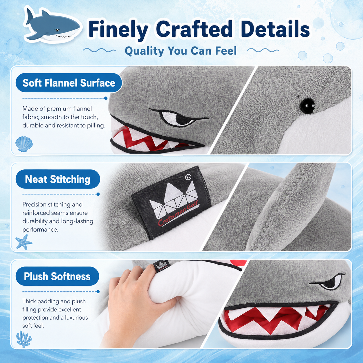 Plush Shark Driver Golf Headcover - Image 3