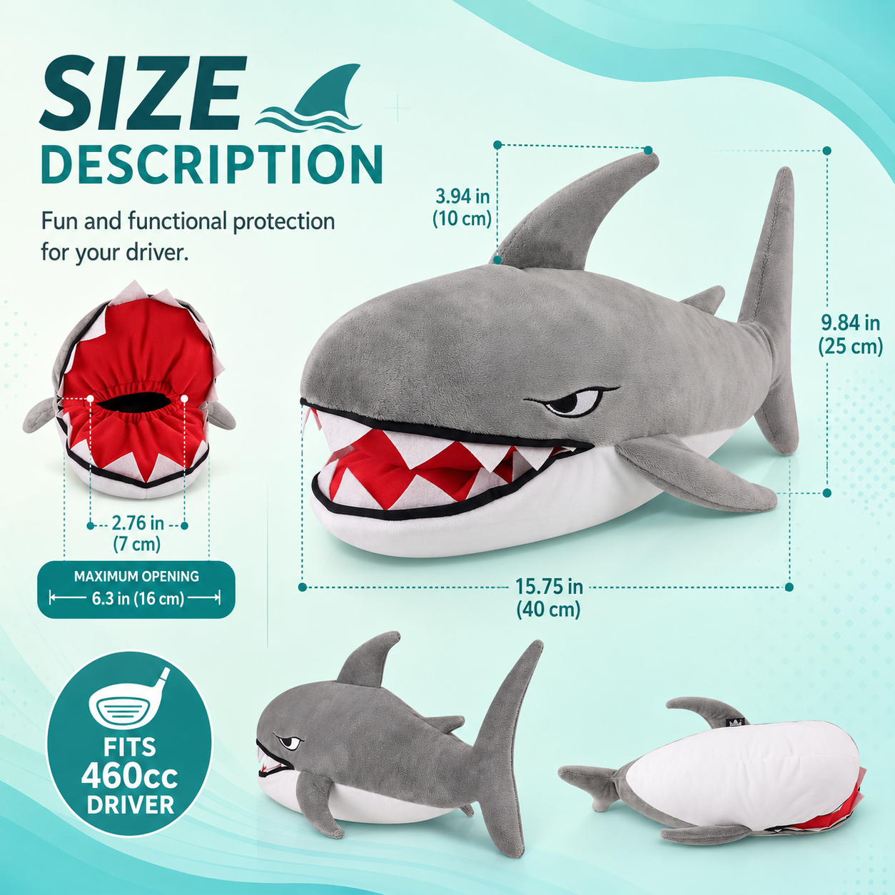 Plush Shark Driver Golf Headcover - Image 5