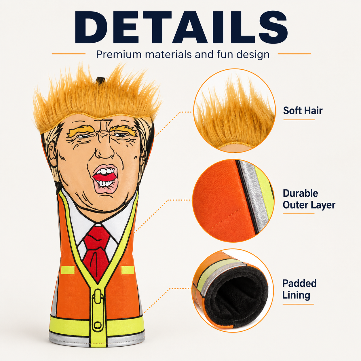 Trump Parody Driver Golf Headcover – Sanitation Worker Design - Image 2