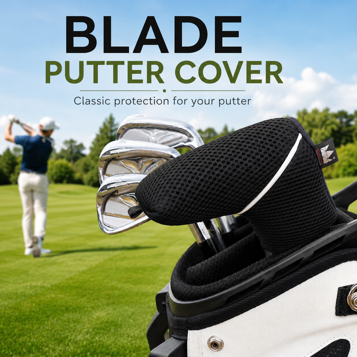 Black Mesh Blade Putter Headcover - Image 2