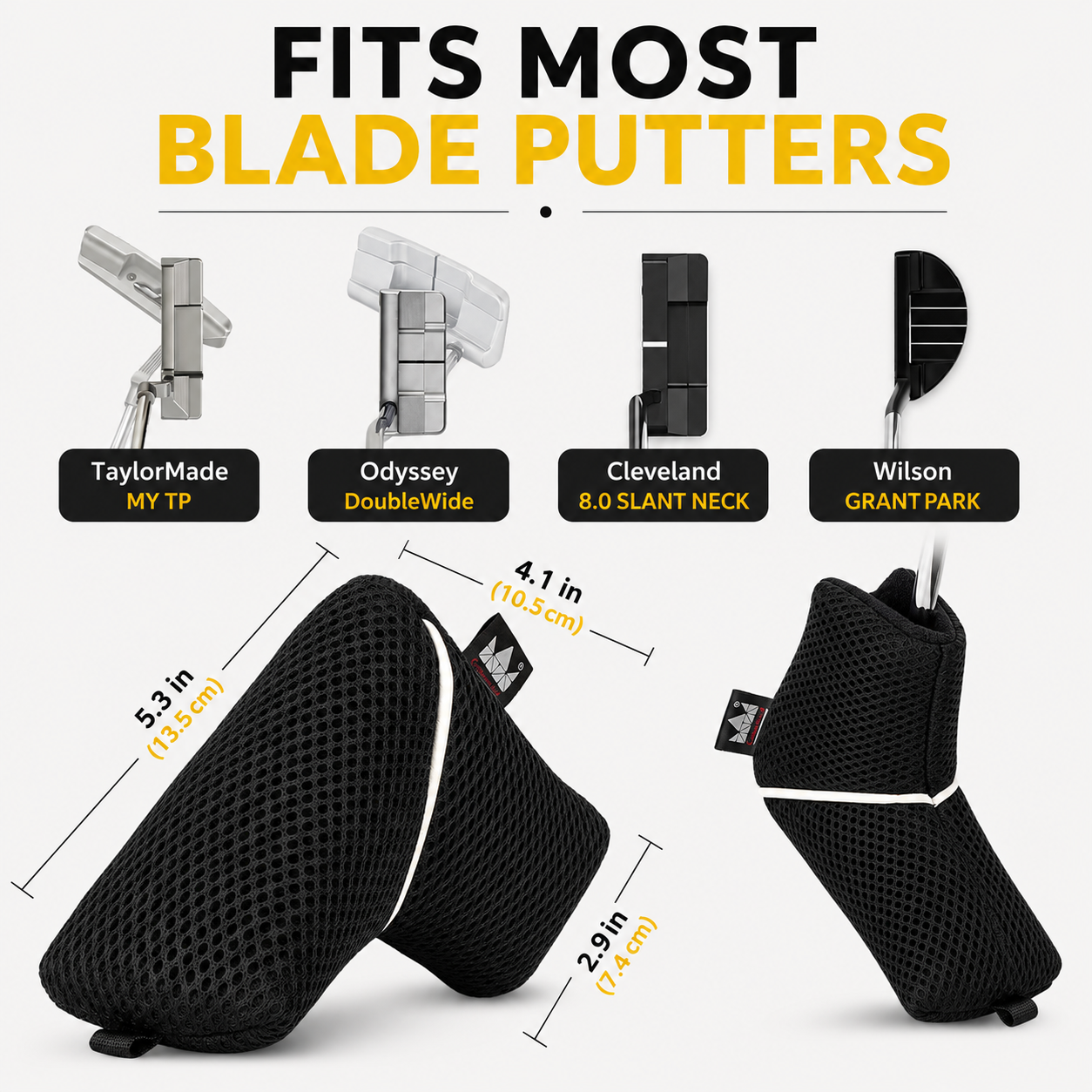 Black Mesh Blade Putter Headcover - Image 4