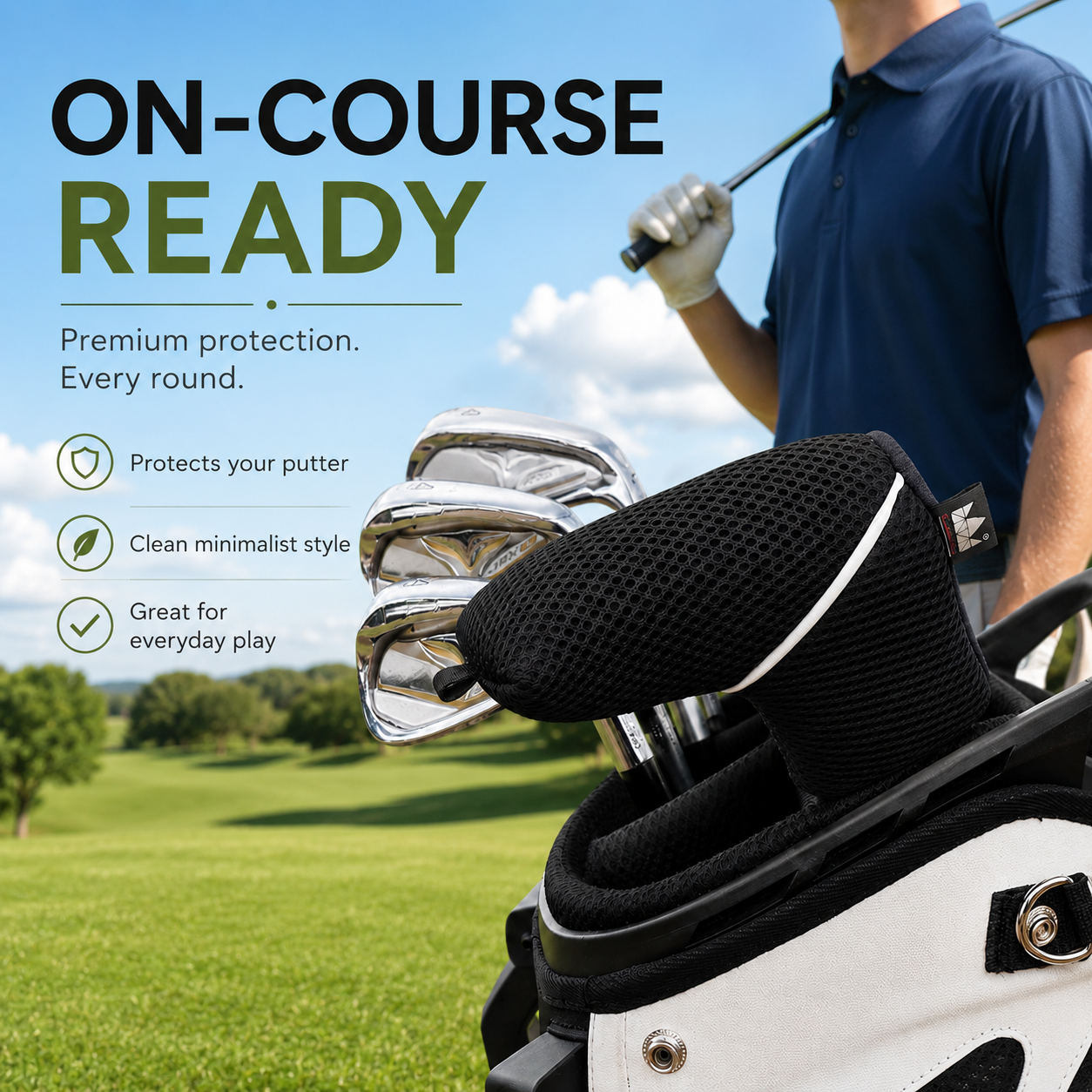Black Mesh Blade Putter Headcover - Image 3