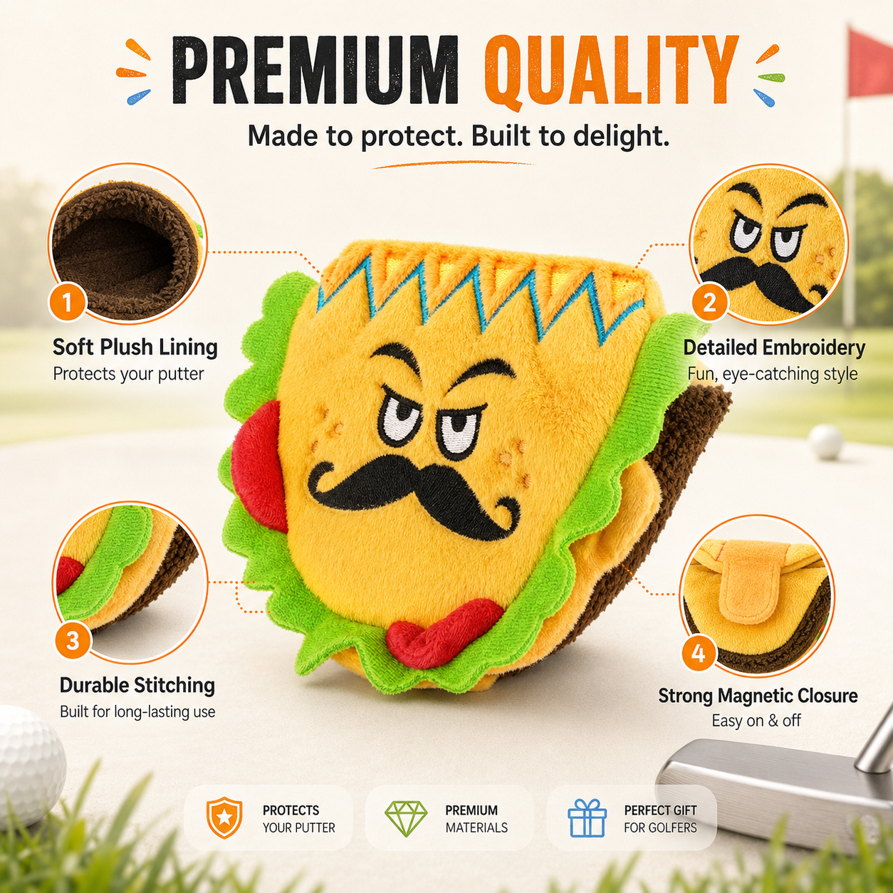 Taco Mallet Putter Headcover - Image 4