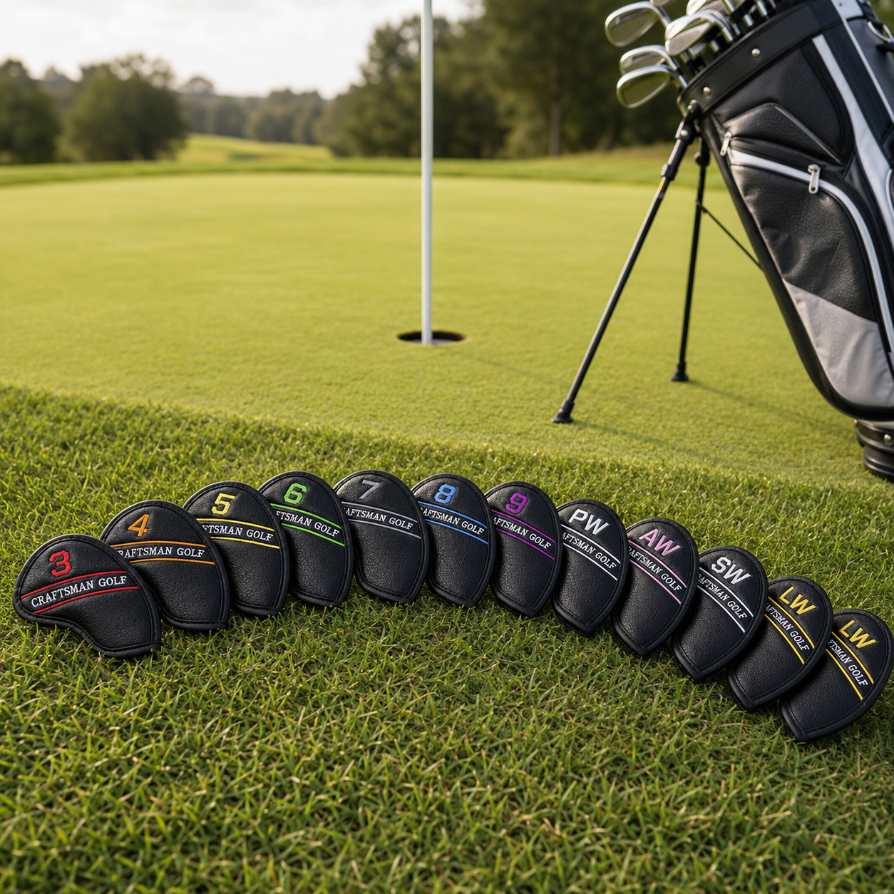 12-Piece Black Golf Iron Headcover Set - Image 2