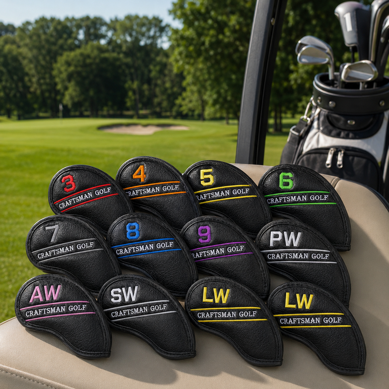 12-Piece Black Golf Iron Headcover Set - Image 3